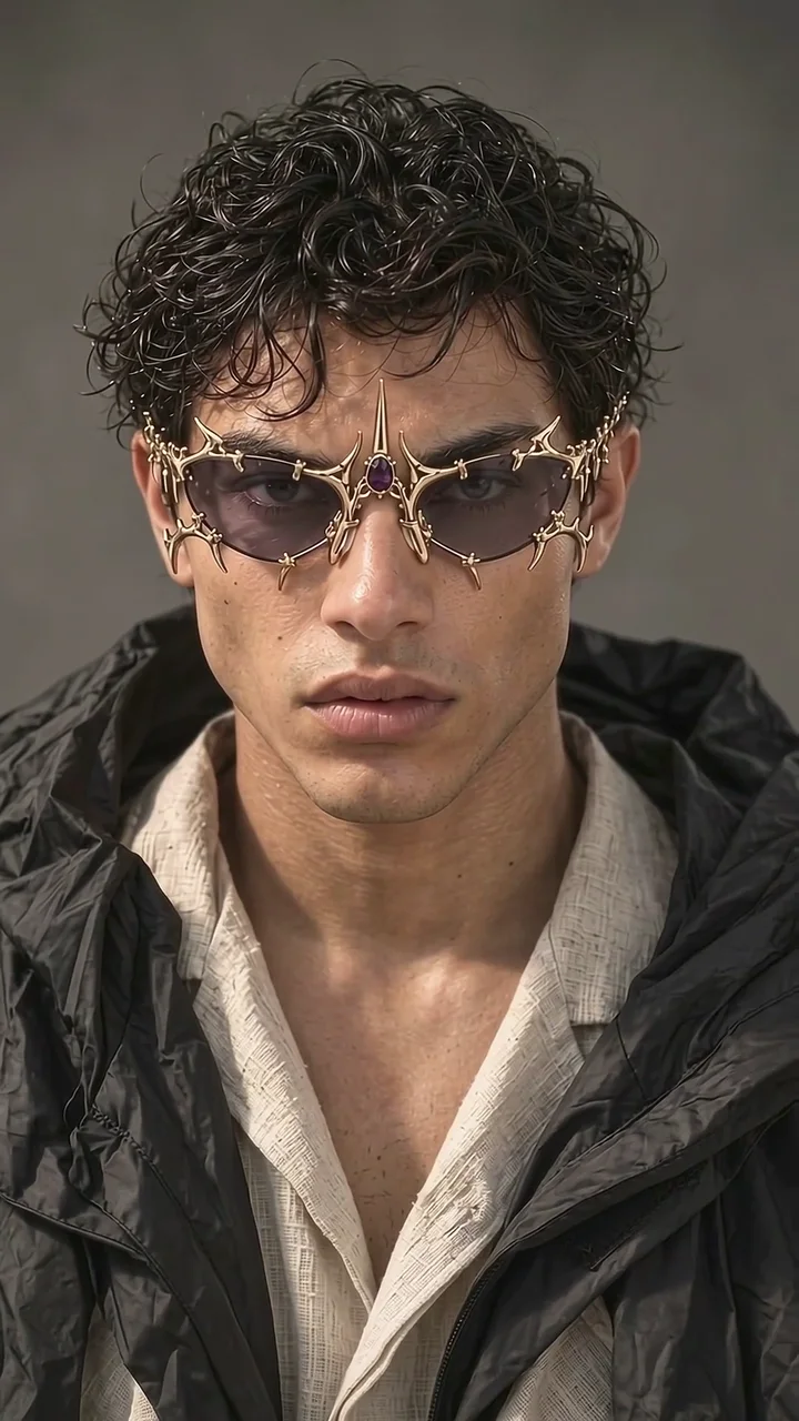 Full vertical frame from the BRVTL film showing the hero model and eyewear