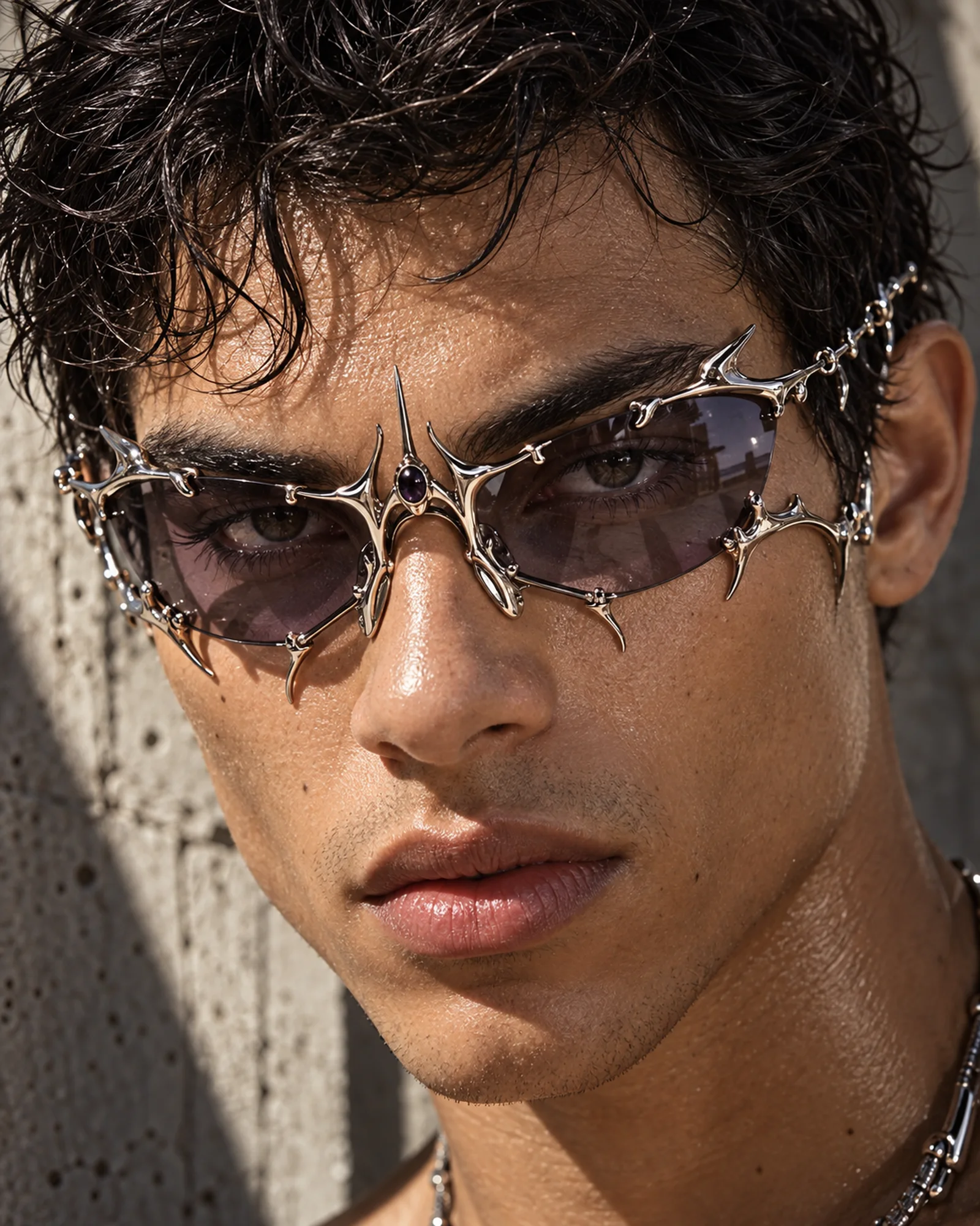 Portrait showing the refined RUÍNA hero eyewear on a model