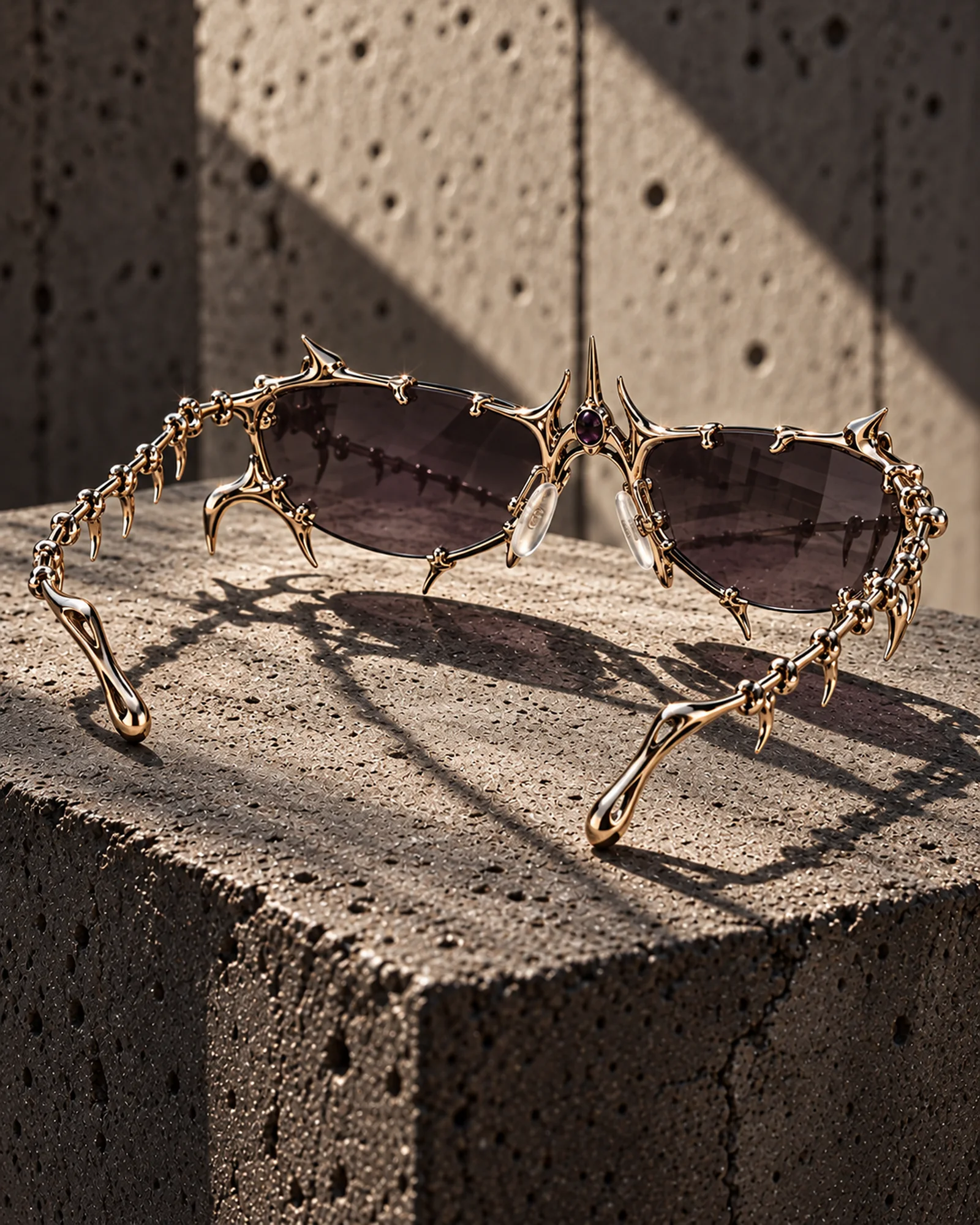 Three-quarter rear product view of the RUÍNA eyewear concept